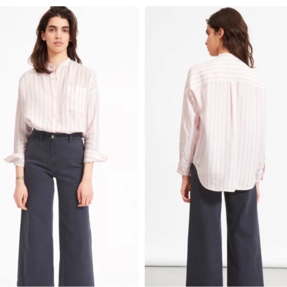 The Linen Oversized Collarless Shirt